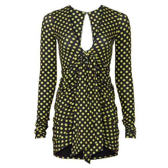 Le Superbe Elastica Polka Dot Ruched Long Sleeves Dress Size Medium - Picture 10 of 10